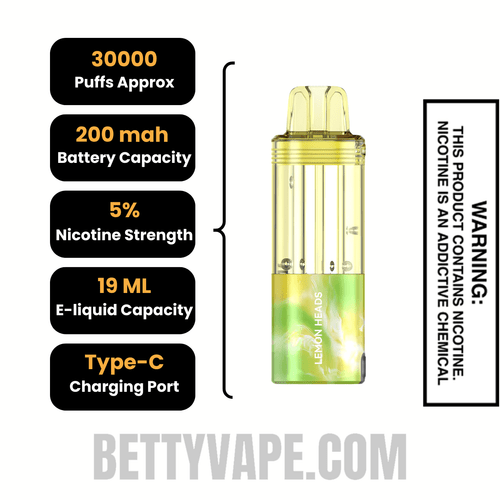 Lemon Heads Foger Switch Pro 30K Disposable Vape Pod Specifications