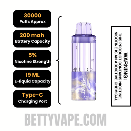 Blue Sour Raspberry Foger Switch Pro 30K Disposable Vape Pod Specifications