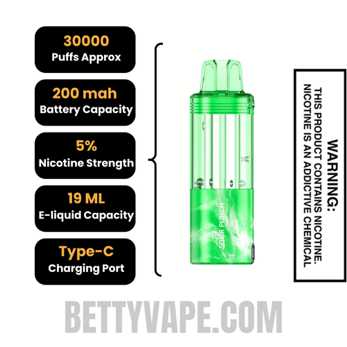 Sour Punch Foger Switch Pro 30K Disposable Vape Pod Specifications