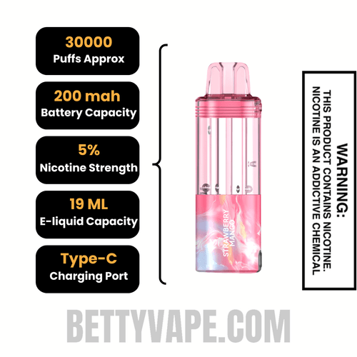 Strawberry Mango Foger Switch Pro 30K Disposable Vape Pod Specifications