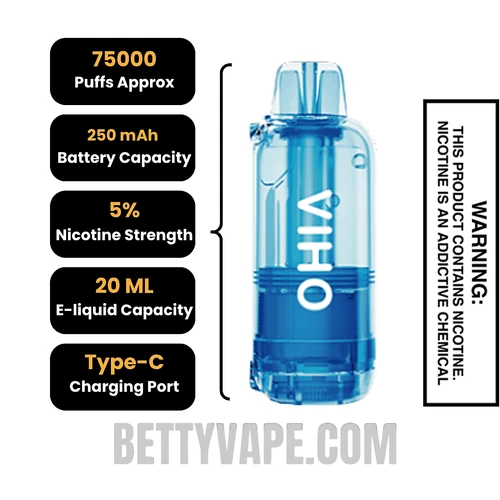 Clear VIHO Shadow 75K Vape Pod Specifications