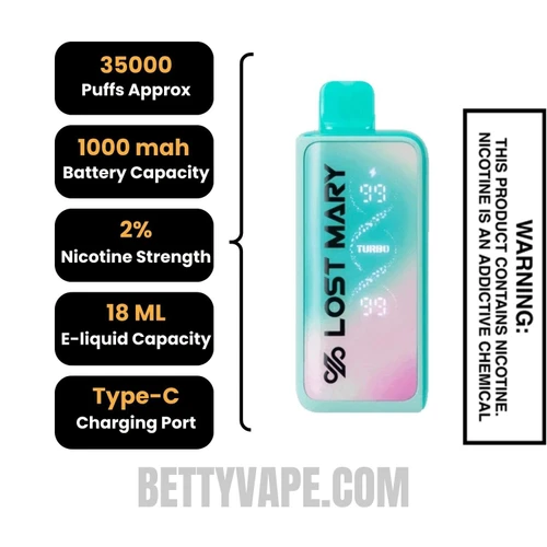 Baja Splash Lost Mary MT35000 Disposable Vape 20 MG Specifications