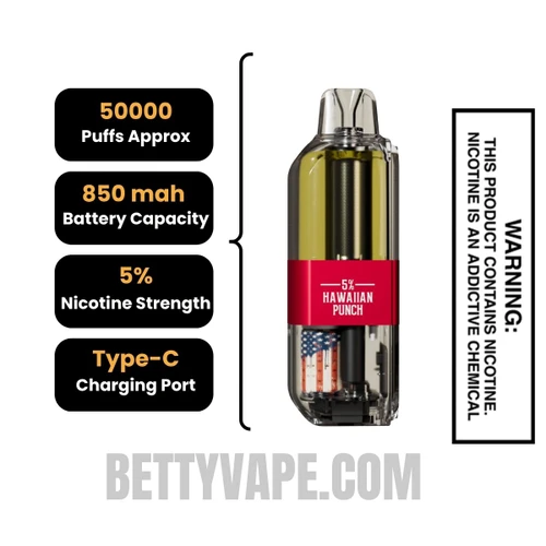 Hawaiian Punch American Standard 50K Disposable Vape Pod Specifications