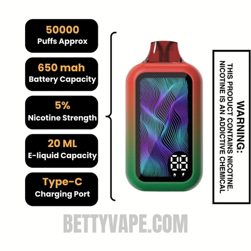 Strawberry Kiwi Nixa Bar 50K Disposable Vape Specifications