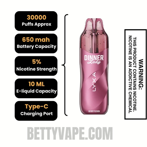 Berry Fusion Dinner Lady LYXA 30K Disposable Vape Specifications
