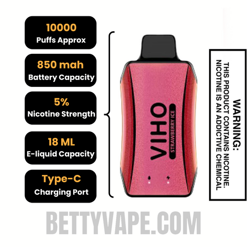 Strawberry Ice VIHO Turbo Vape 10000 Puffs  Specifications