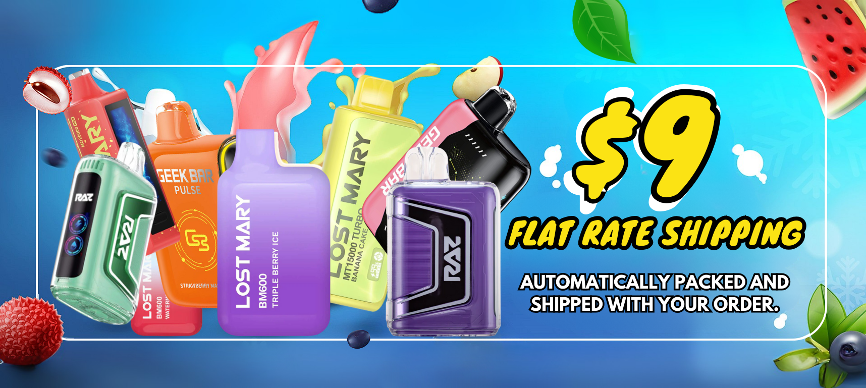 $9 Flat Rate Shipping, Free Vape With Every Order