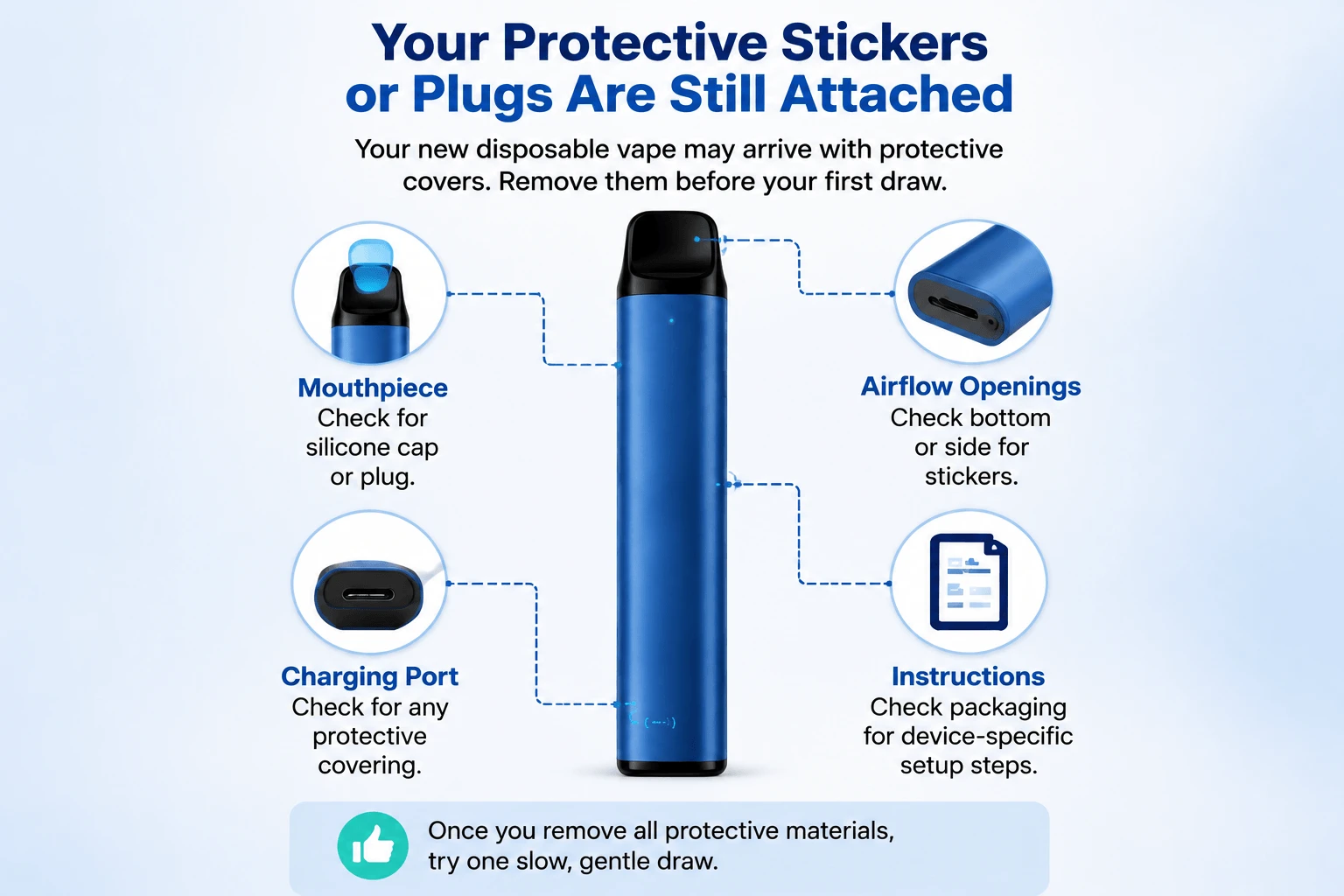 disposable vape remove stickers and plugs