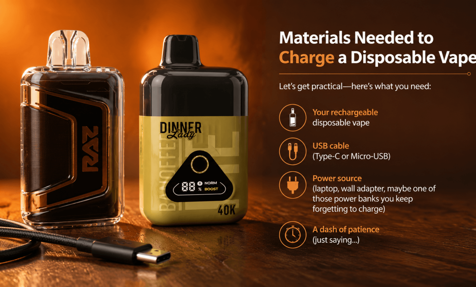 materials needed to charge a disposable vape