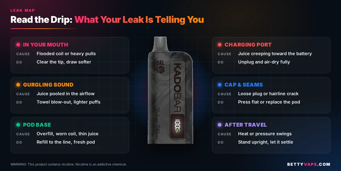 Where your vape is leaking and what each leak type means