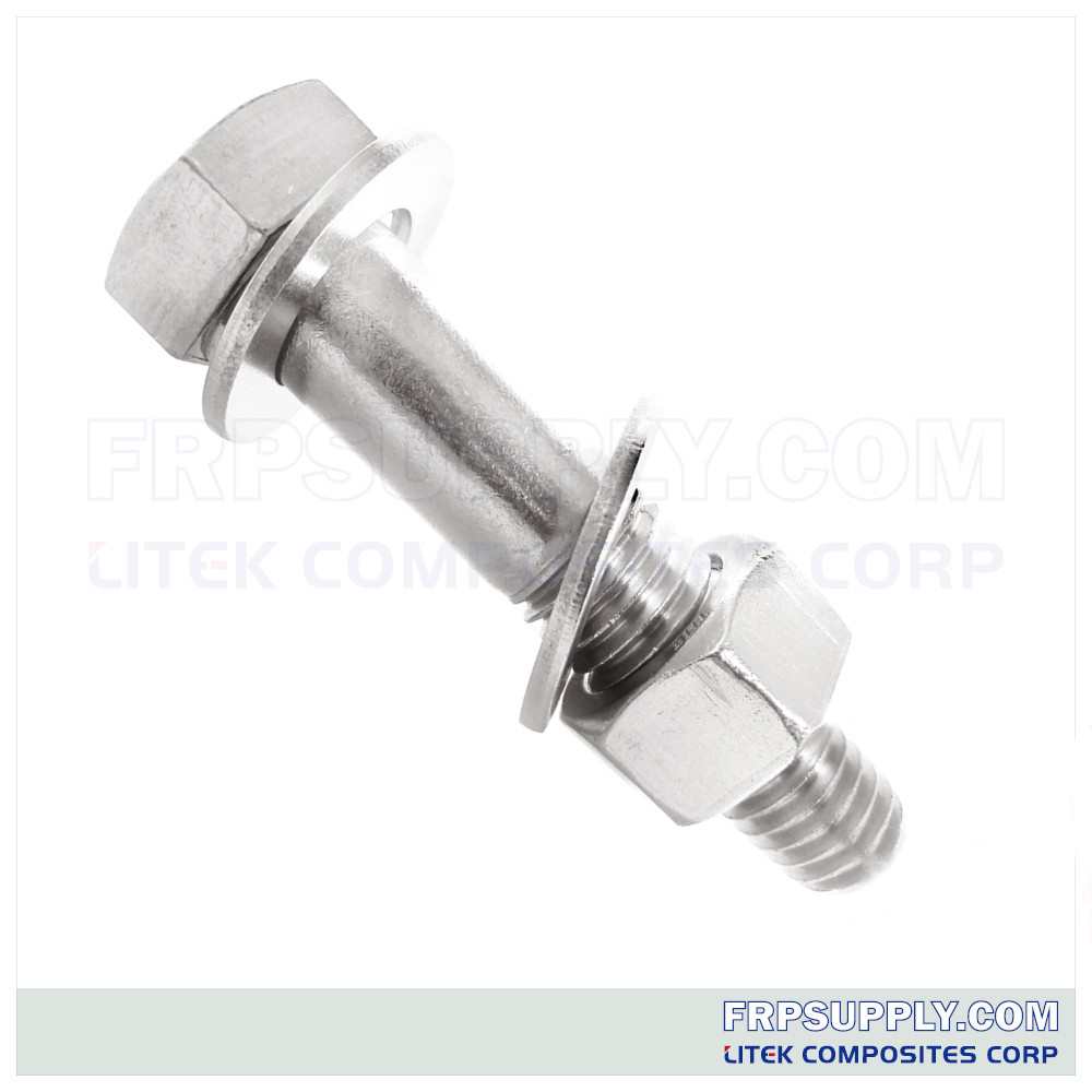 Hex Bolt and Nut Set, Half Thread, SUS316 FRPsupply