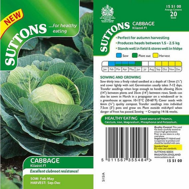 Suttons Cabbage Kilazol F1 (Clubroot Resistant)