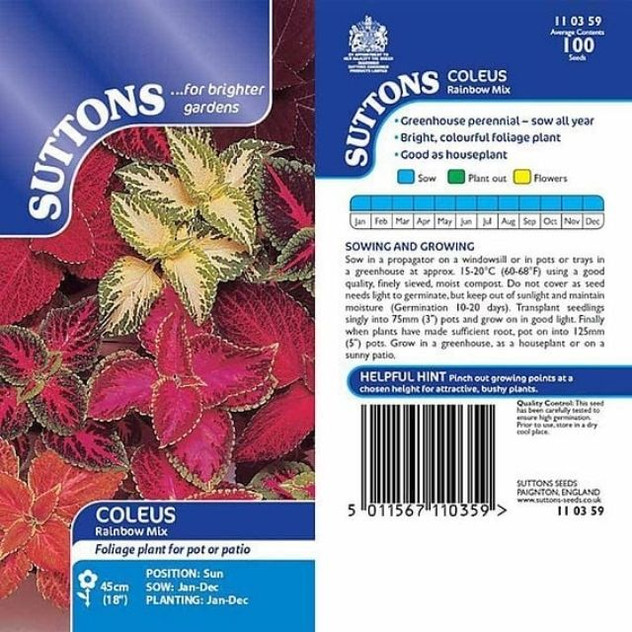 Suttons Coleus Rainbow Mix