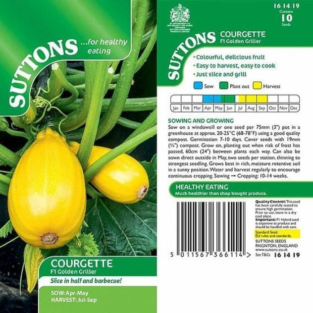 Suttons Courgette Golden Griller F1