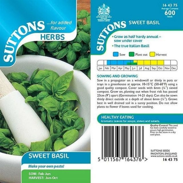 Suttons Herbs Sweet Basil