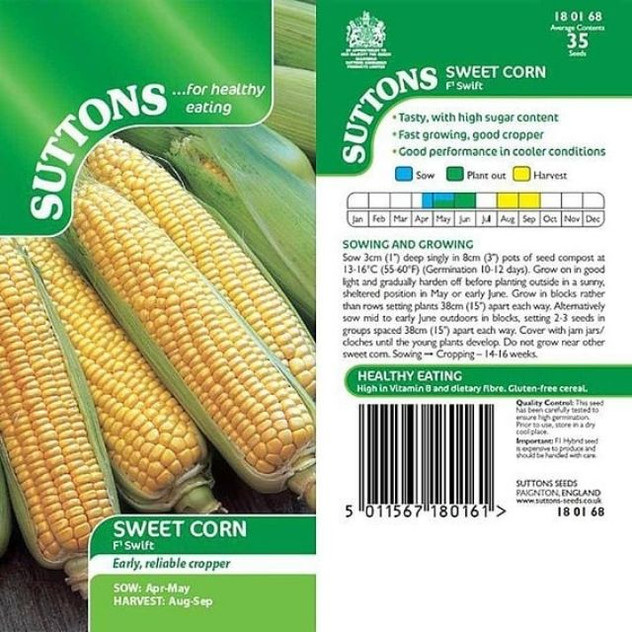 Suttons Sweet Corn Swift F1