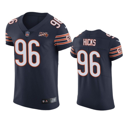 Chicago Bears Akiem Hicks Navy 100Th Season Vapor Elite 3D Jersey