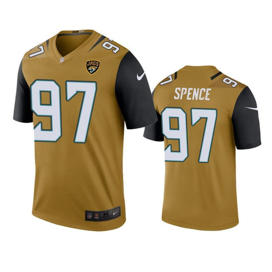 Jacksonville Jaguars Akeem Spence Gold Color Rush Legend 3D Jersey