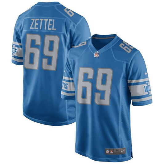 Anthony Zettel Detroit Lions Game Blue 3D Jersey