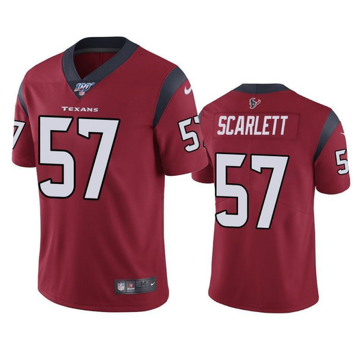 Houston Texans Brennan Scarlett Red 100Th Season Vapor Limited 3D Jersey