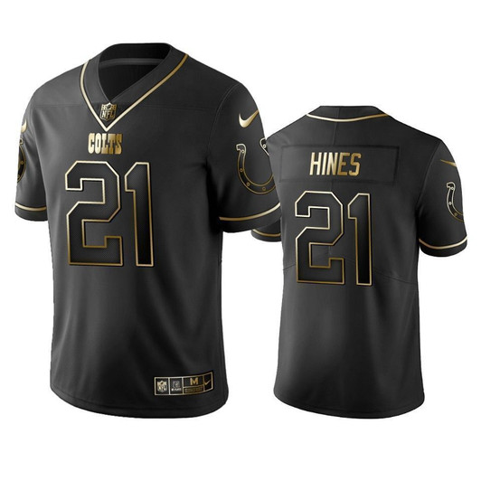 Indianapolis Colts Nyheim Hines Black Golden Edition 2021 Vapor Untouchable Limited Mens 3D Jersey