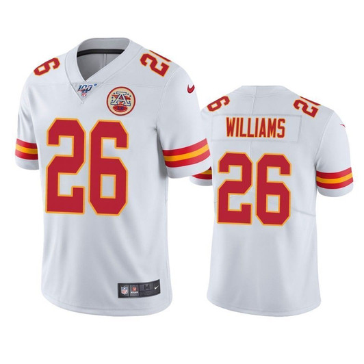 Kansas City Chiefs Damien Williams White 100Th Season Vapor Limited 3D Jersey
