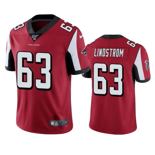 Atlanta Falcons Chris Lindstrom Red 100Th Season Vapor Limited 3D Jersey