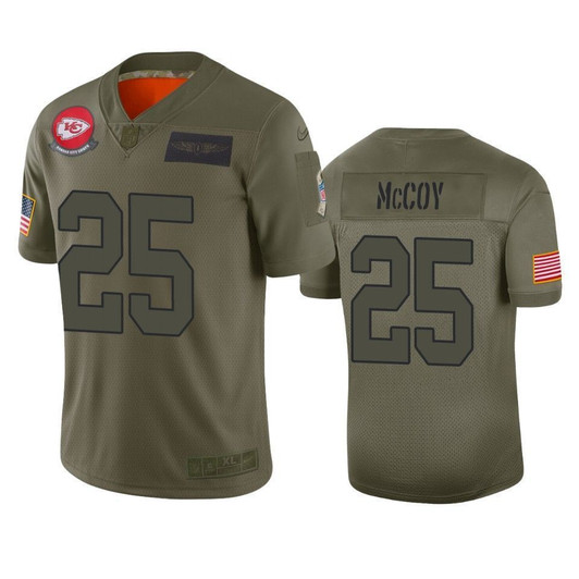 Kansas City Chiefs Lesean Mccoy Camo 2021 Salute To Service Limited 3D Jersey