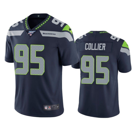 Seattle Seahawks L.J. Collier Navy 100Th Season Vapor Limited 3D Jersey