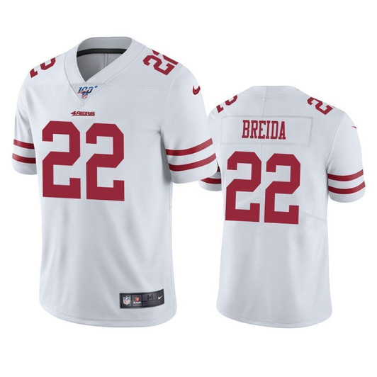 San Francisco 49Ers Matt Breida White 100Th Season Vapor Limited 3D Jersey