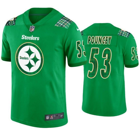 Pittsburgh Steelers 53 Maurkice Pouncey St. Patrick'S Day Kelly Green Men'S 3D Jersey