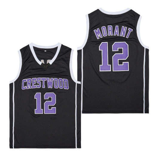 Crestwood High School Knights Ja Morant 12 NBA Black Jersey Gift For Crestwood Fans