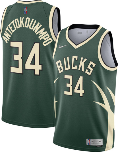 Nike Men'S Milwaukee Bucks 2021 Earned Edition Giannis Antetokounmpo Dri-Fit Swingman Jersey