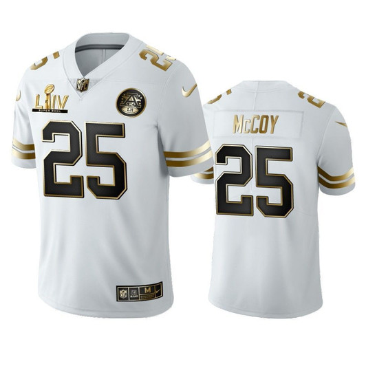 Lesean Mccoy Chiefs White Super Bowl Liv Golden Edition 3D Jersey