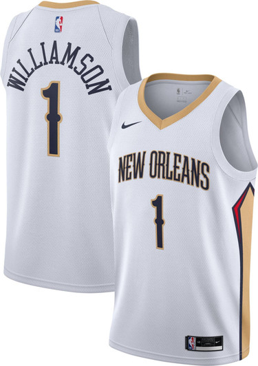 Nike Men'S New Orleans Pelicans Zion Williamson #1 White Dri-Fit Swingman Jersey