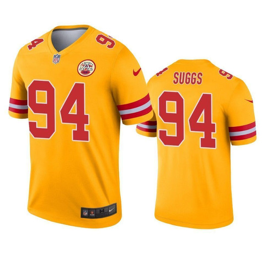 Kansas City Chiefs Terrell Suggs Gold Inverted Legend 3D Jersey