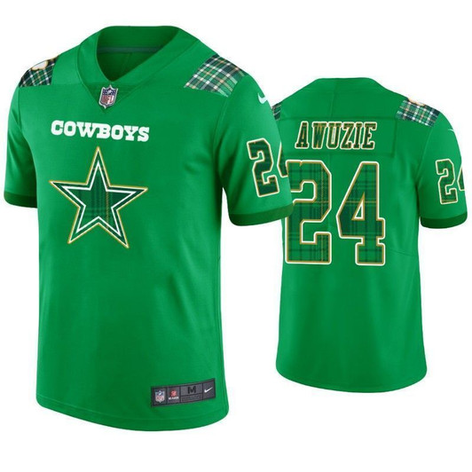 Chidobe Awuzie Dallas Cowboys 24 St. Patrick'S Day Kelly Green Lucky Men 3D Jersey