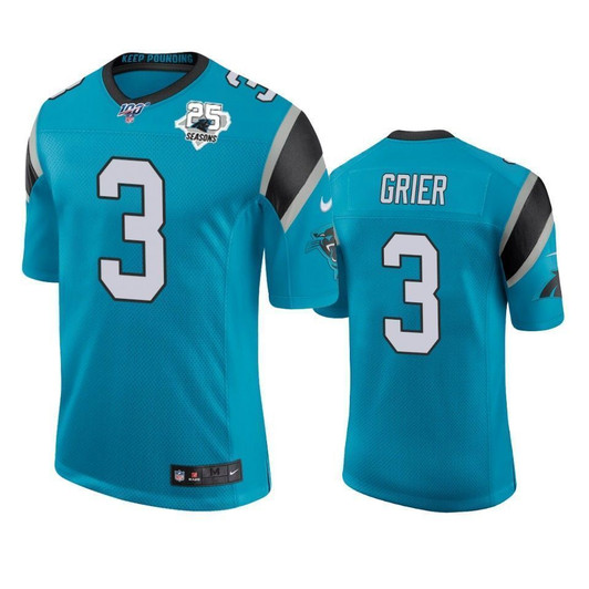 Carolina Panthers Will Grier Blue 25Th Season Classic Limited 3D Jersey