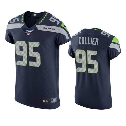Seattle Seahawks L.J. Collier Navy 100Th Season Vapor Elite 3D Jersey