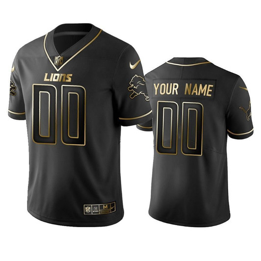 2021 Detroit Lions Custom Black Golden Edition Vapor Untouchable Limited Mens 3D Jersey