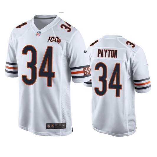Chicago Bears Walter Payton White 100Th Season Game Men 3D Jersey
