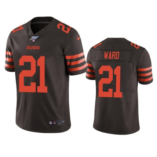 Cleveland Browns Denzel Ward Brown 100Th Season Color Rush Limited 3D Jersey