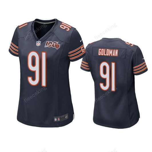 Chicago Bears Eddie Goldman Navy 100Th Season Game Women'S 3D Jersey