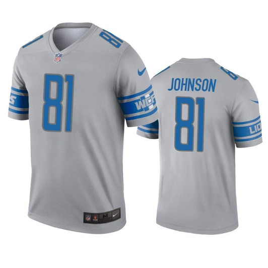 Detroit Lions Calvin Johnson Gray Inverted Legend 3D Jersey