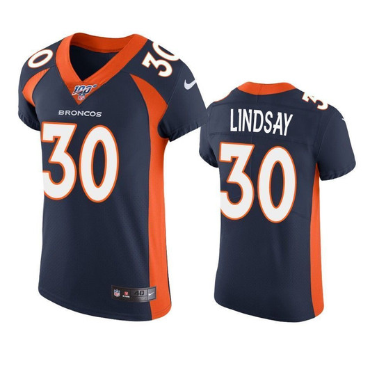 Denver Broncos Phillip Lindsay Navy 100Th Season Vapor Elite 3D Jersey
