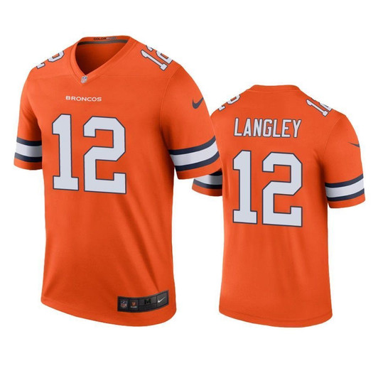 Denver Broncos Brendan Langley Orange Color Rush Legend 3D Jersey