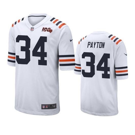 Bears Walter Payton White 100Th Season Classic Game 3D Jersey