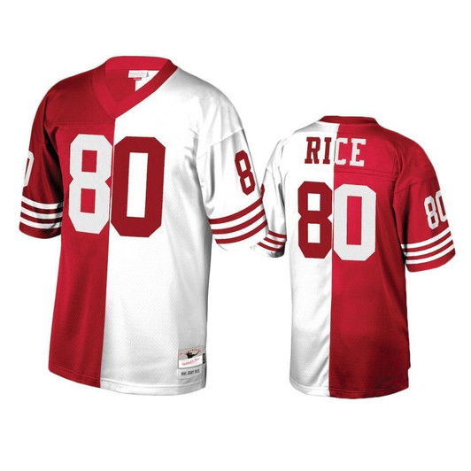 San Francisco 49Ers Jerry Rice Scarlet White Retired Player Split 3D Jersey