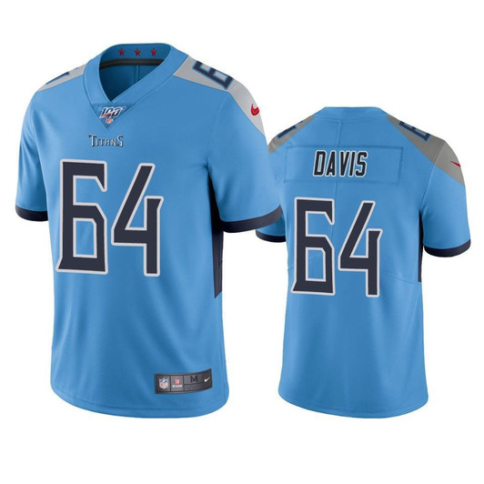 Tennessee Titans Nate Davis Light Blue 100Th Season Vapor Limited 3D Jersey