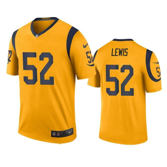 Los Angeles Rams Terrell Lewis Gold Color Rush Legend 3D Jersey